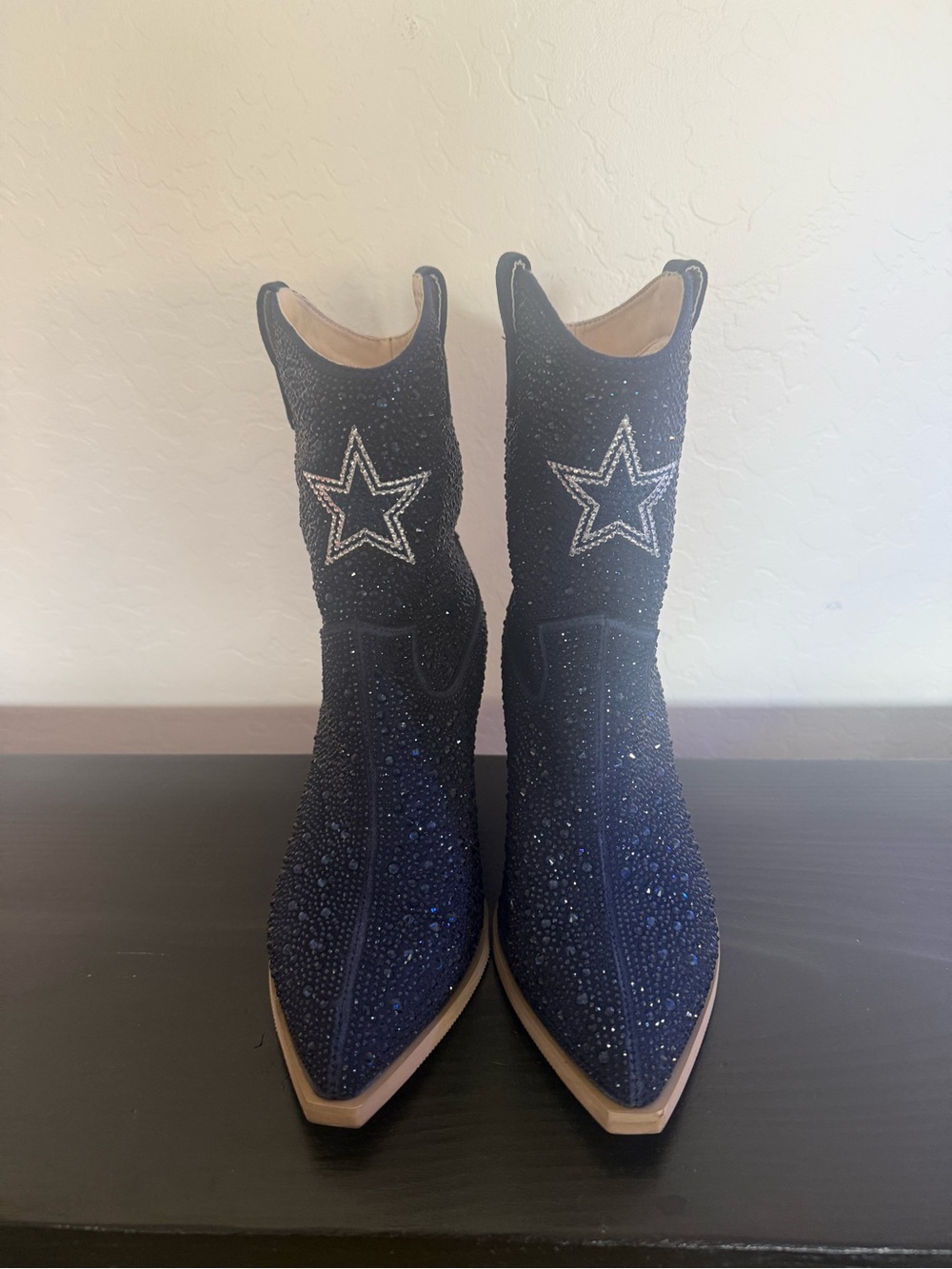 Women's Navy Crystal Embellished Star Western Boots
